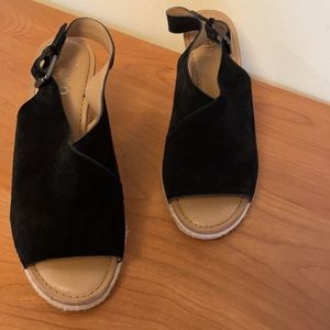 Franco Sarto Julien black cork wedge heels